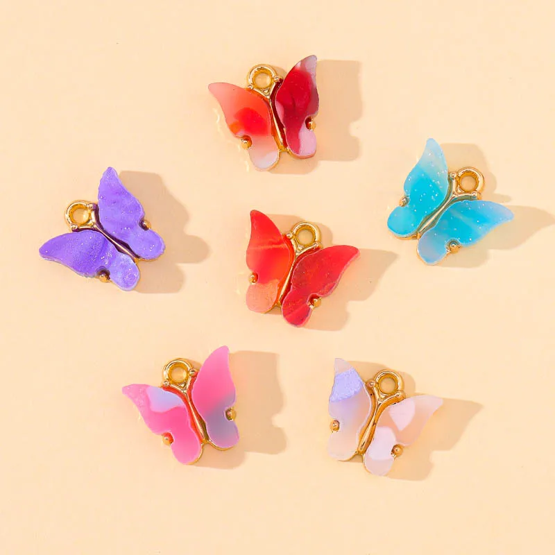 

20Pcs 12*14mm Cute Colorful Acrylic Butterfly Animal Charm Pendant Fashion Sweet Drop Earrings For Woman Jewelry Making Supplies