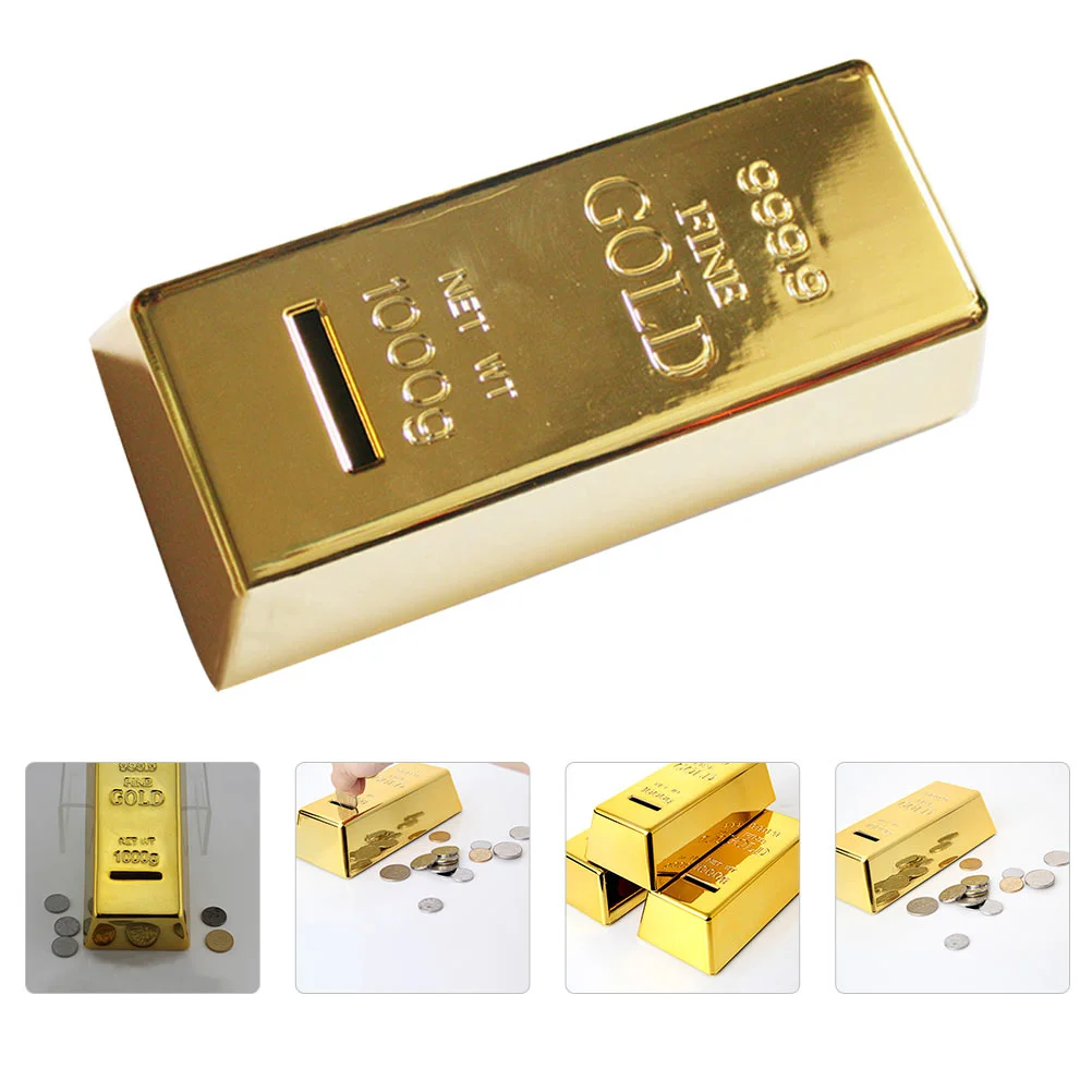 

Bank Gold Piggy Bar Moneybrick Saving Golden Fake Kids Bullion Adults Box Propplastic Banks Pirate Pot Jar Novelty Year Number