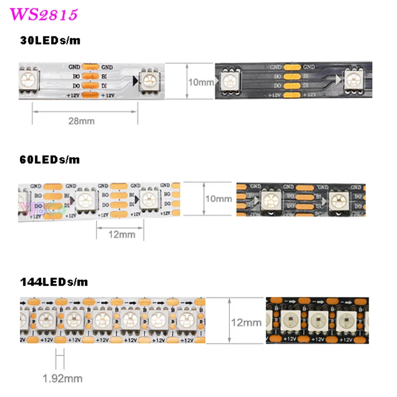 Умная Светодиодная лента WS2812B WS2815 WS2812 5 В 12 30 60 144 светодиодов на метр SMD 5050 RGB