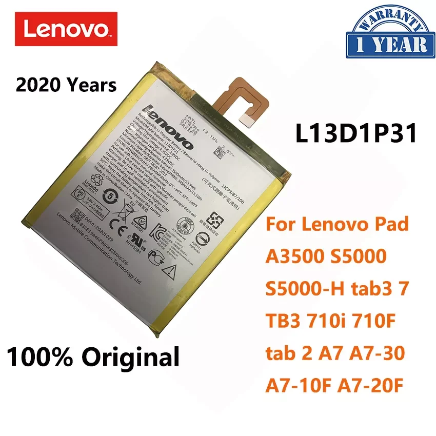 

NEW2023 Original 100% New L13D1P31 Battery For Lenovo Pad A3500 S5000 S5000-H tab 3 7 TB3 710i 710F tab2 A7 A7-30 A7-10F A7-20F