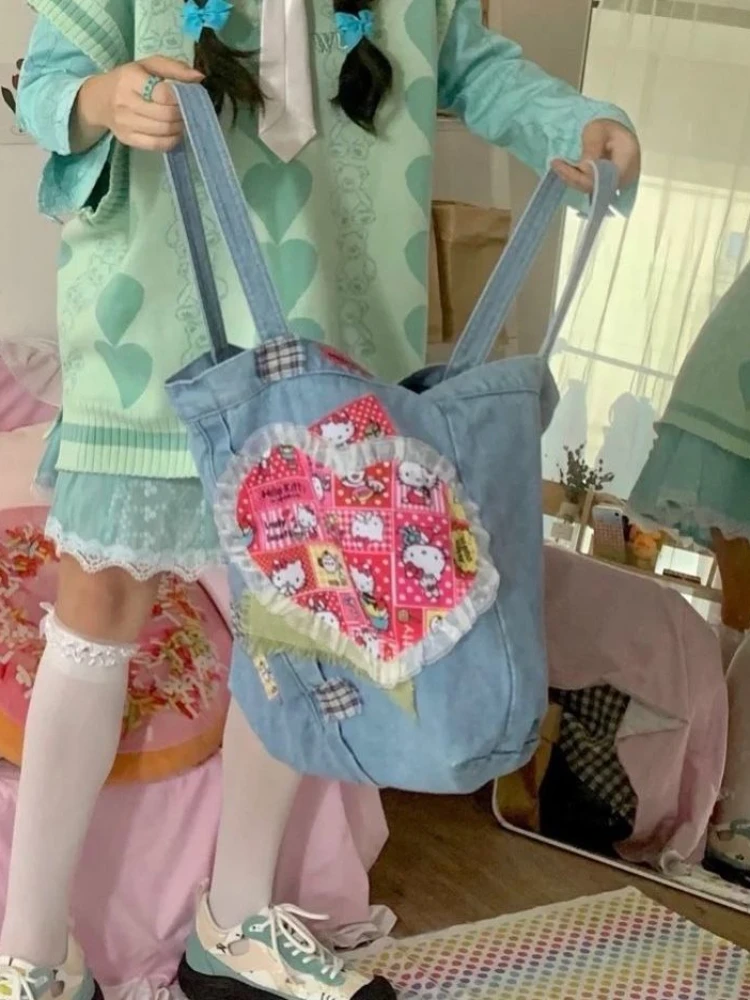 Женские рюкзаки Hello Kitty Millennium популярная женская джинсовая сумка строченная