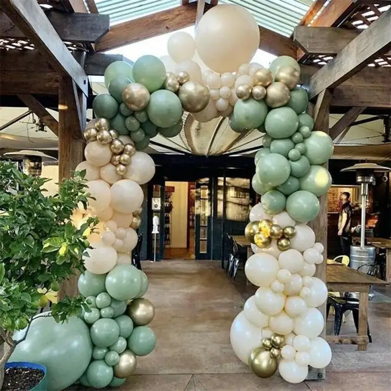 

108pcs New Retro Color Bean Paste Green Balloon Arch Garland Kit Wedding Hawaiian Birthday Party Balloons Decorations