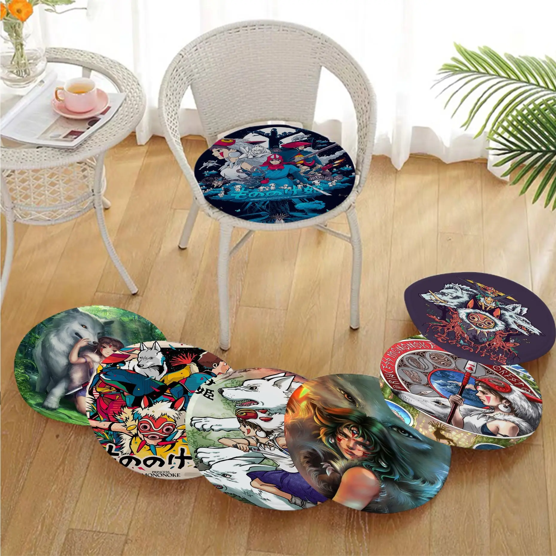 

Hayao Miyazaki Mononoke Hime Tie Rope Seat Cushion Office Dining Stool Pad Sponge Sofa Mat Non-Slip Chair Cushions