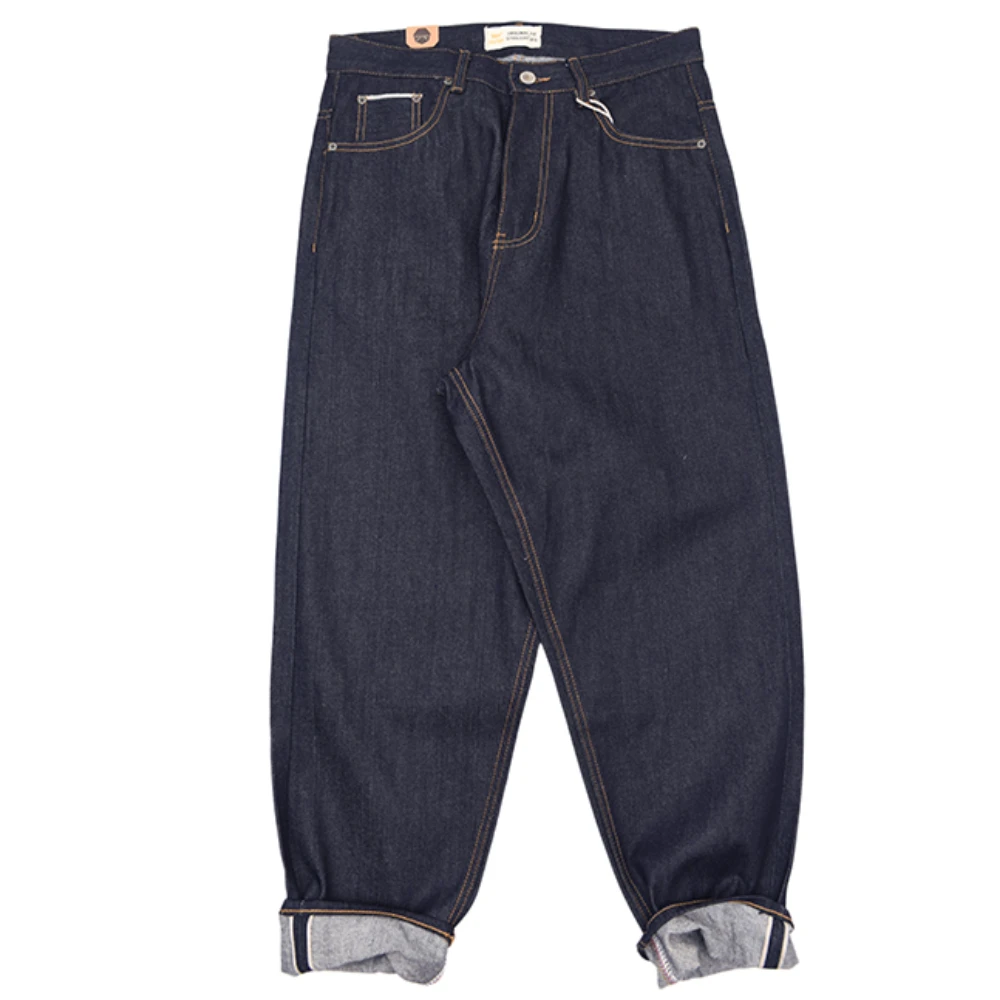 

Red-eared cattle American retro primary-color jeans khaki Vintage loose straight trousers