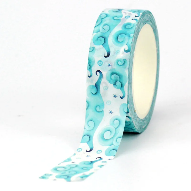 

Декоративная лента GREATHOPE WASHI TAPE голубая 10 м