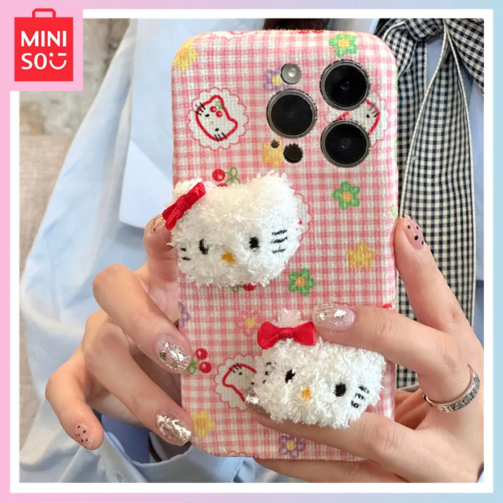 

Miniso Stereoscopic Cartoon Hello Kitty iPhone15 Cute 14Promax Phone Case 13 New 11 Anti Fall Girl Birthday Christmas Gift