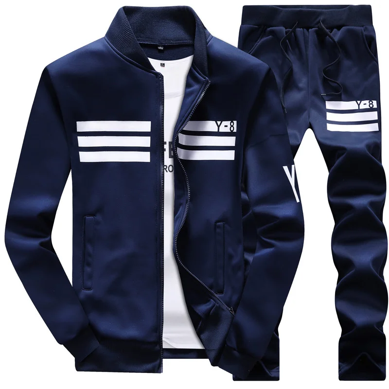 

M-9XL Lare Size Tracksuit Set Men Autumn Sprin Sportwear Men Zipper Coat Pants 2 Piece Sets Sweat Suit Sportin Fitness Sets
