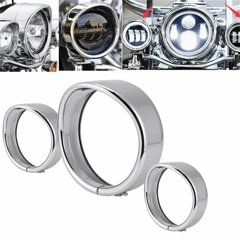 

7" Motorcycle Headlight Trim Ring 4.5" Motorcycle Auxiliary Lights Protect Guard Cover for Harley