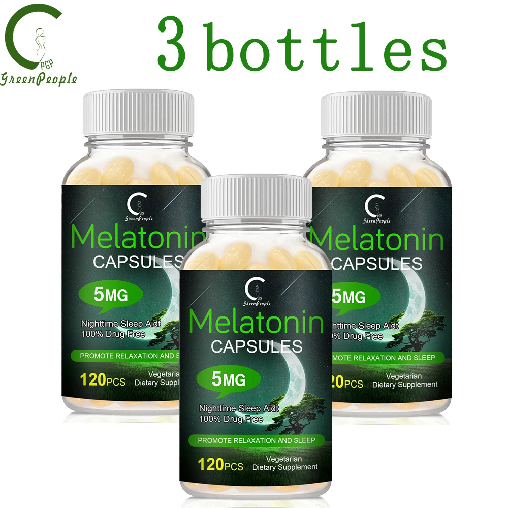 

GPGP Greenpeople 3 Bottles 120pcs Super Strength Melatonin Nighttime Sleep Aid Sleeping Tablets Prolong Sleep Time Improve Sleep