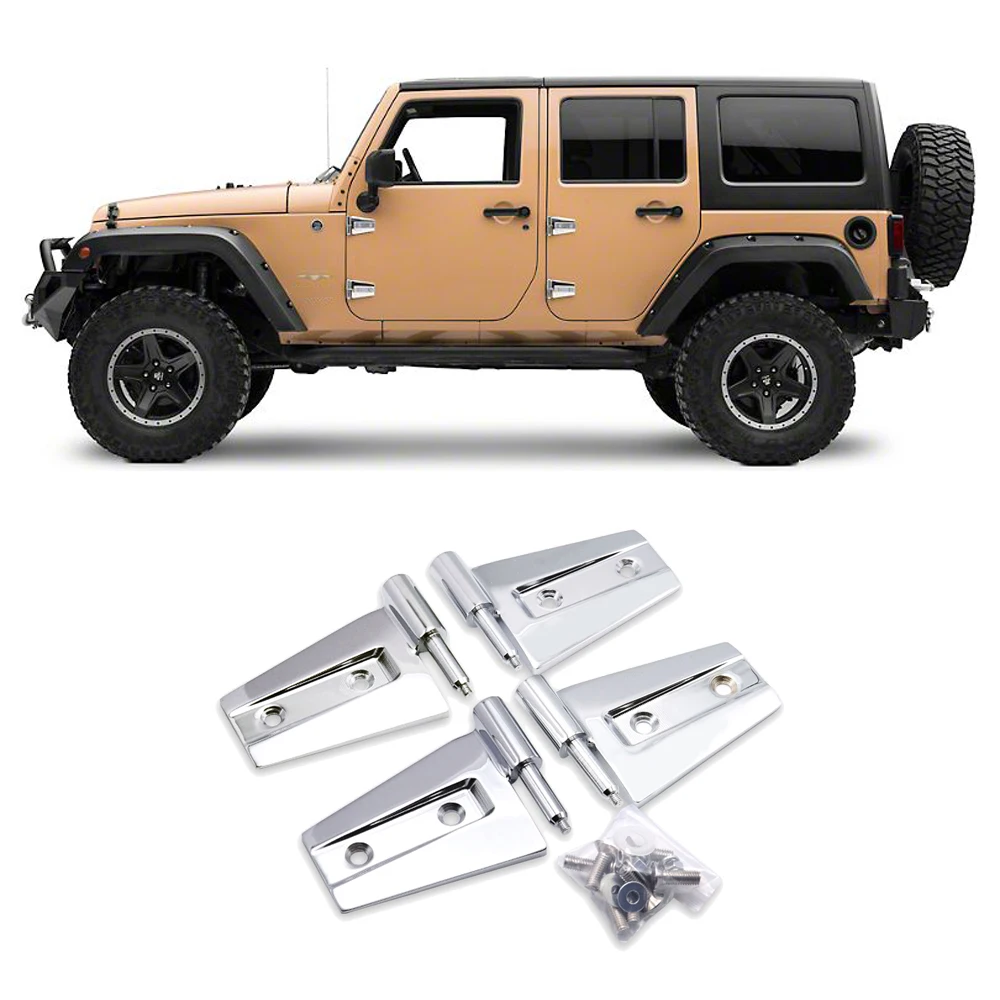 

For Jeep Wrangler JK 2007-2018 Chrome 2 Door Side Hinges Bracket Set Heavy Built Stainless Car Accessories