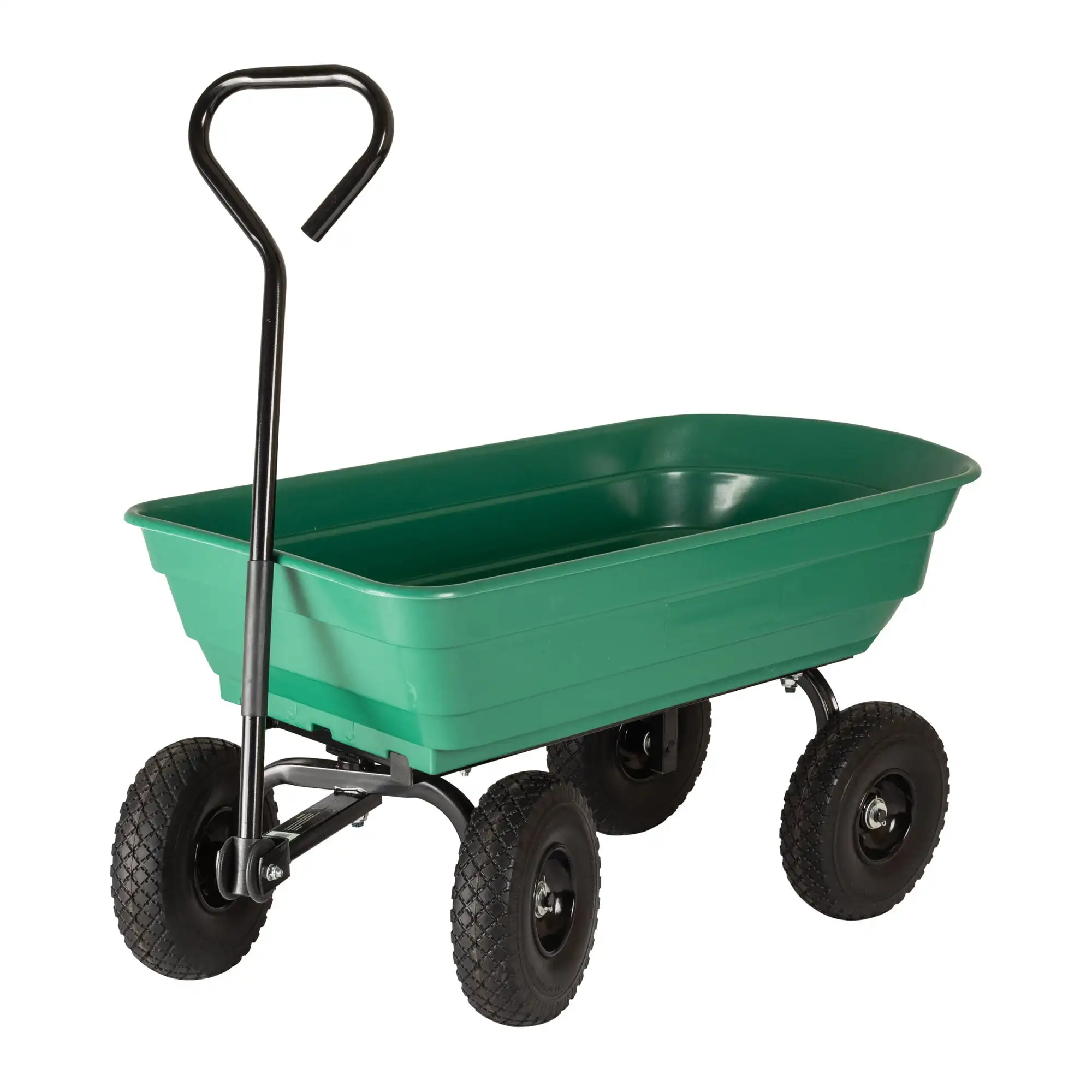 4 Cubic Foot Green Poly Tray Garden Wagon with Flat Free Tires