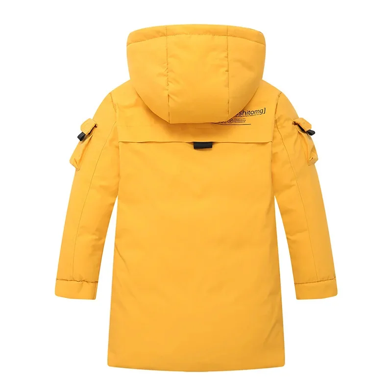 Детское длинное свободное толстое белое утиное пуховое желтое синее красное