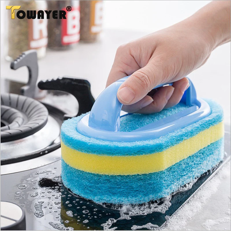 

Handle Sponge Brush Kitchen Pot brush Bathroom Toilet Cleaning sponge Glass Ceramic Wall Cleaning Bathtub Cleaning Tools