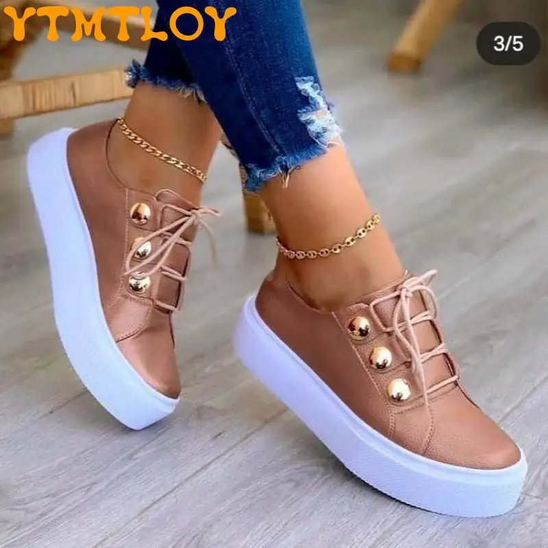 

Small White Shoes Women's Low-top Shoes For September Casual Sports New Products Rose Gold Flat Platform Shoes 35-43 Women Shoes