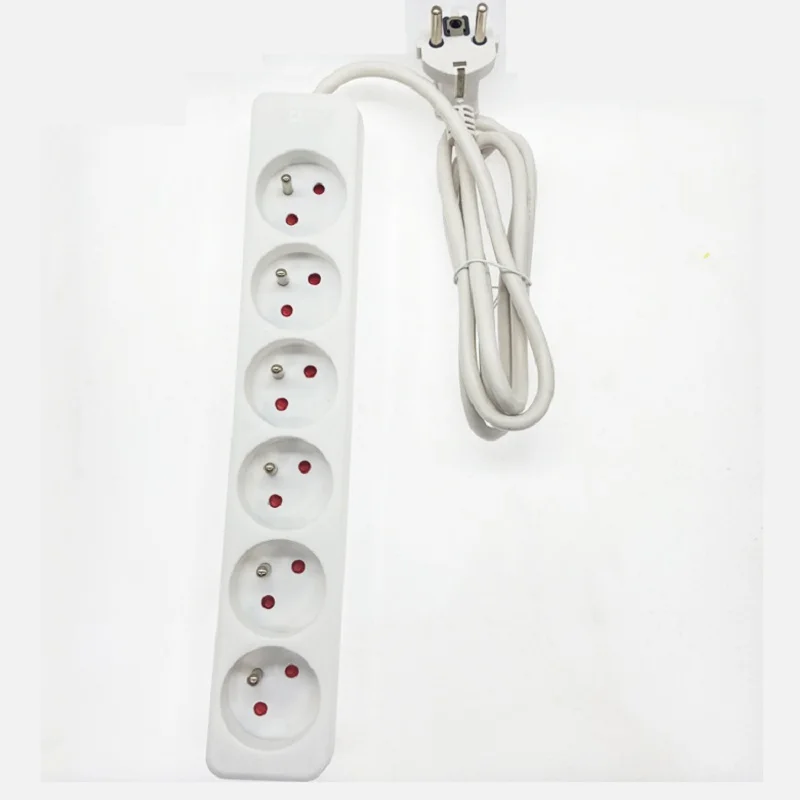 

French Type CE Ceritifed USB Charger 6 Way Euro Power Strip Socket Multiple Outlets Extension Cord