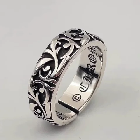 MOONBIFFY Ретро кольцо с вечной лозой серебристого цвета