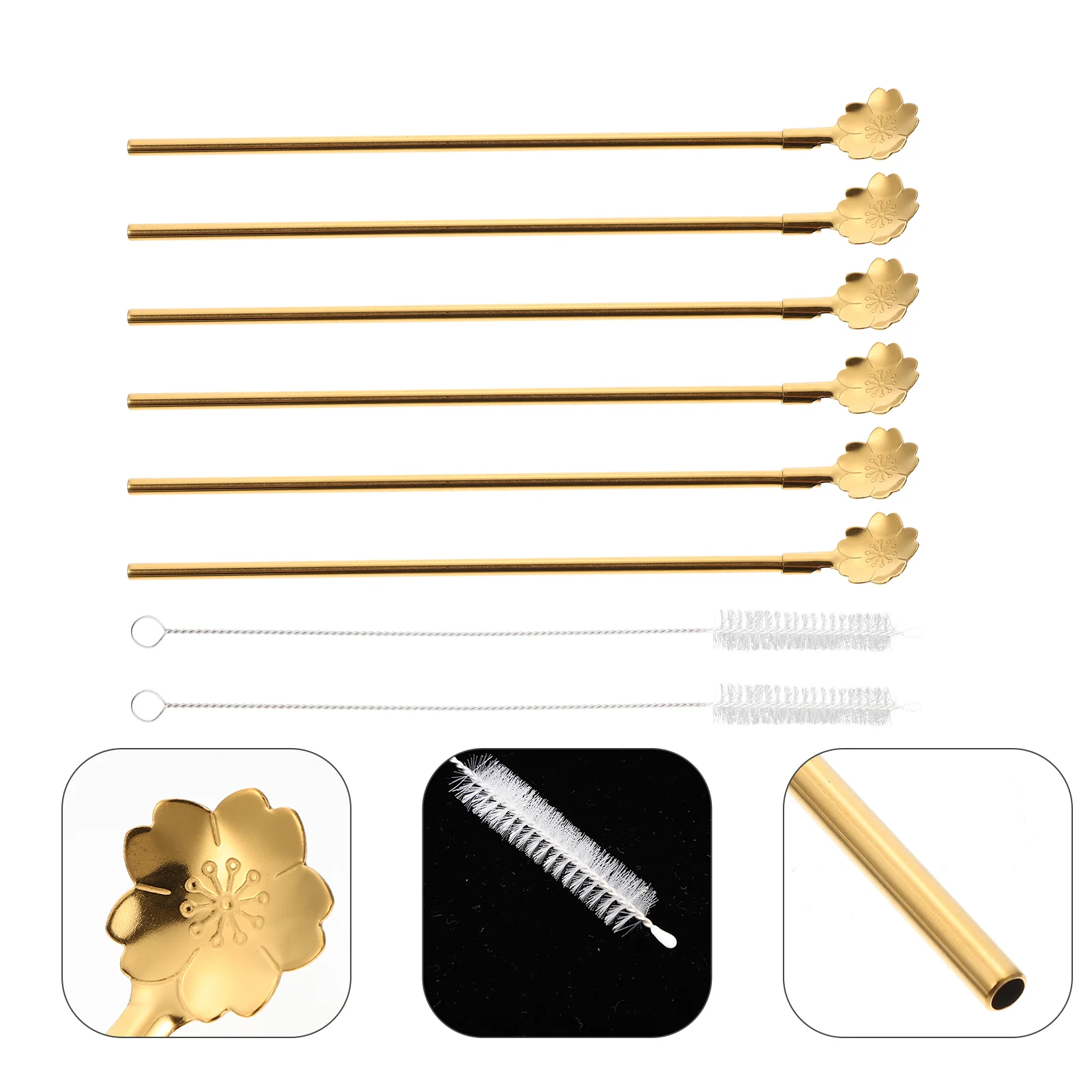 

8 Pcs Household Straw Spoon Stainless Steel Straw Spoon Creative Whisking Stick