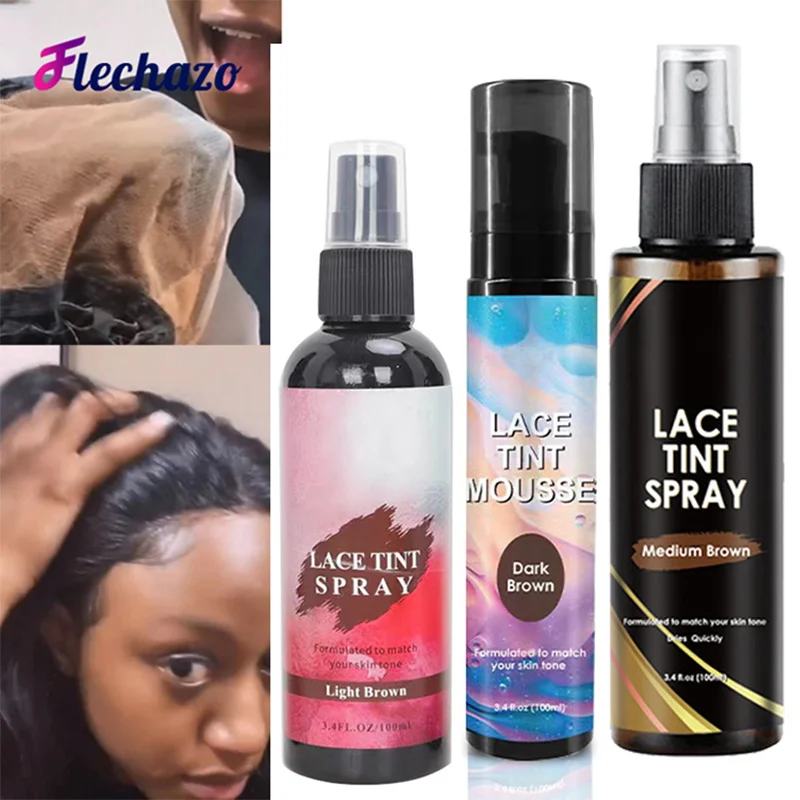 100ml Lace Tint Spray For Lace Wigs Skin Coloured Lace Tinting Mousse Melt Light Medium Dark Brown