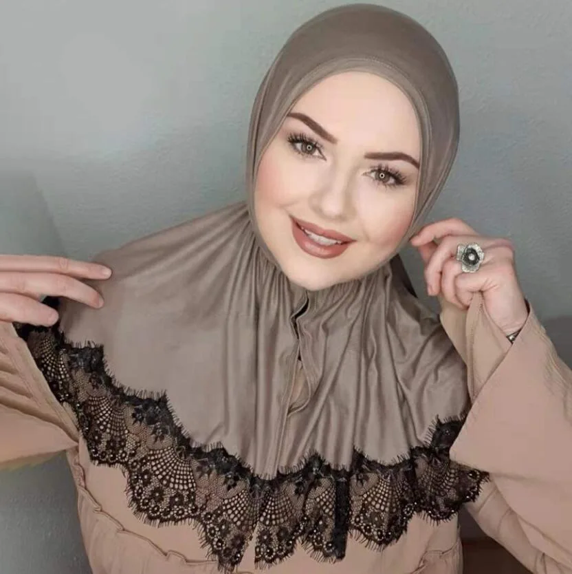 

Muslim Hijabs For Woman Chiffon Islam Femme Turban Lace Veils Mujer Musulmana Jersey Scarf Bonnet Sous Hijab Underscarf Cap