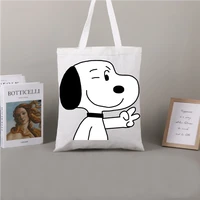popular snoopy collection print women designer shoulder tote bag shopping bag grocery eco reusable shoulder bag women