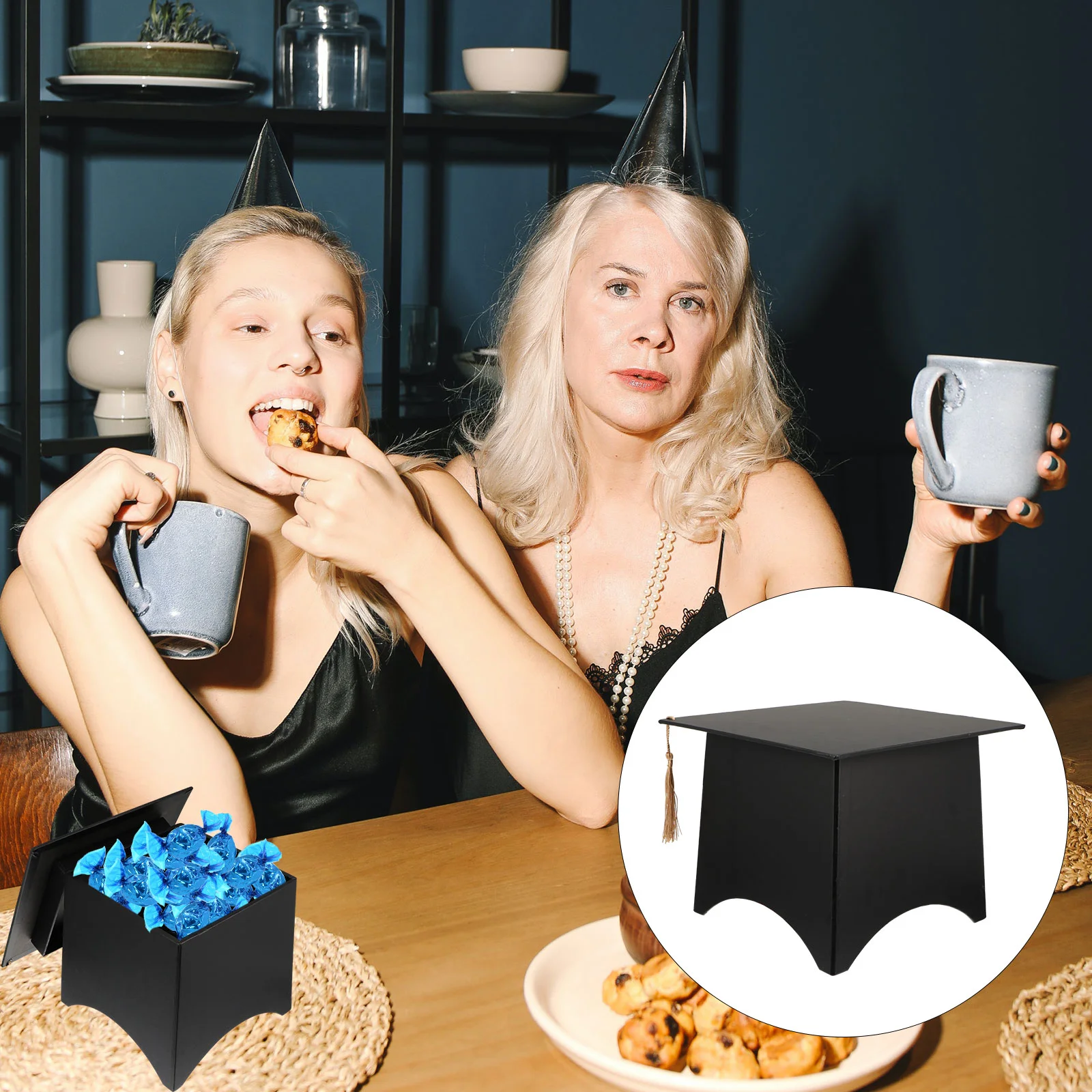 

Graduation Cap Candy Box Grad Students Flower Box Doctoral Cap Shaped Box with Tasselfor Filling Sugar Chocolate Souvenir 2021