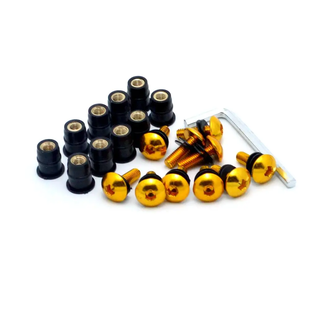 

10pcs Aluminum Motorcycle M5 15mm Metric Rubber Well Nuts Windscreen Fairing Cowl Anodized Moto Screws Bolts Kits Accessories