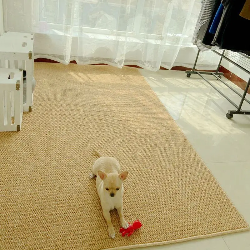 

Thick Area Jute Rug Imitation Sisal Children's Room Area Carpet Japanese-style Bedside Carpet Doormat Cat Scratcher