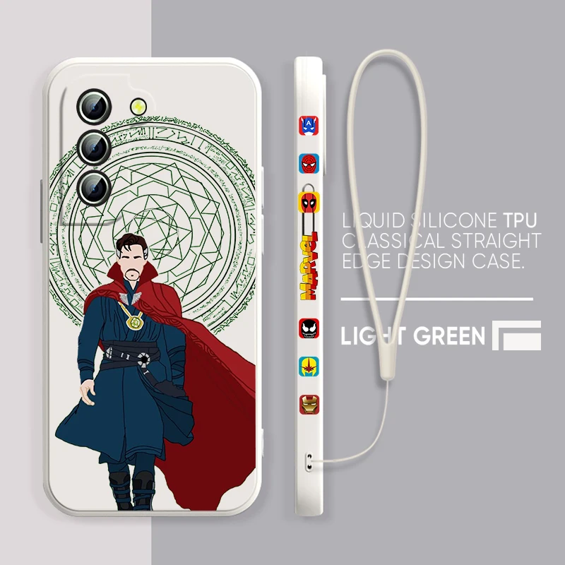 

Marvel Doctor Strange For Samsung Galaxy S22 S21 S20 S10 S9 Ultra Plus Pro FE Liquid Left Rope Silicone Phone Case