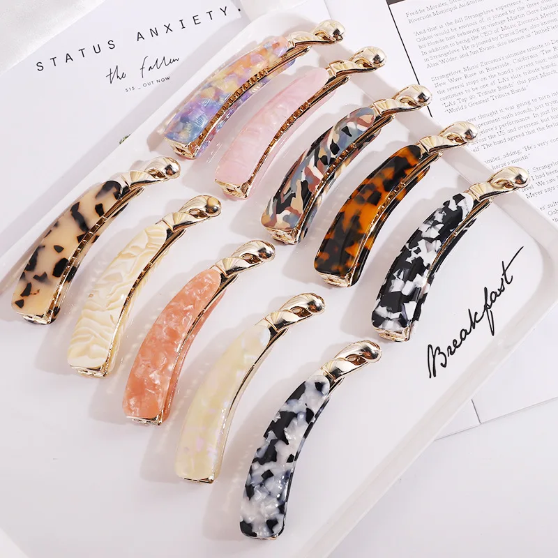 

New Elegant Hair Clips Women Girls Acetate Banana Shape Hair Claw Ponytail Holder Hairpins Fashion Hairgrip Hair Accessories