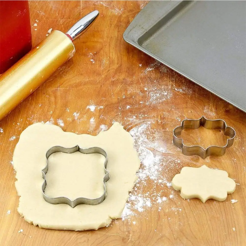 

3Pcs Plaque Cutter Sugar Biscuit Mold Cookies Frame DIY Cake Oval Square Rectangle Fancy Stainless Cookie Mold Kitchen Gadgets