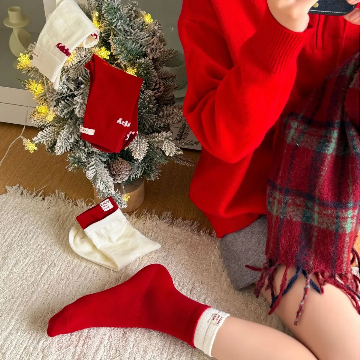 Носки Женские красные носки Happy Zodiac Year of Birth Socks для влюбленных Новогодние с