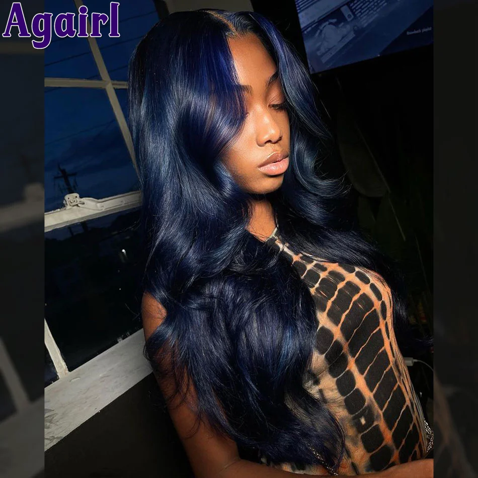 Midnight Blue 180% Hd Trasparente 13X4 13X6 Parrucca Frontale In Pizzo Con Onda Del Corpo Prepizzicato Glueless 6X 4 Chiusura In Pizzo Parrucche Ondul