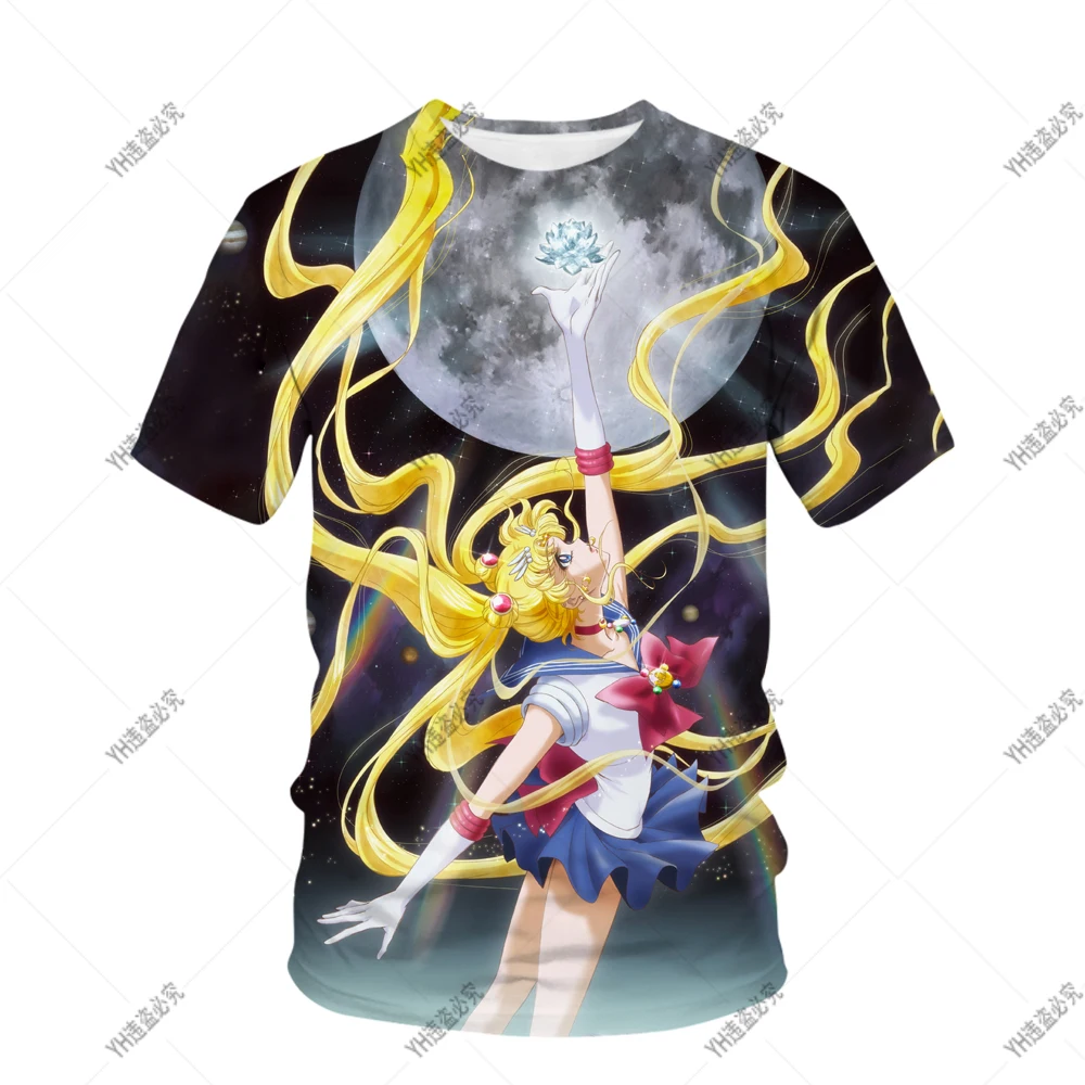 

Модная 3D Футболка с принтом Сейлор Мун, Новая повседневная универсальная рубашка с коротким рукавом, новинка 2022, мужские детские уличные То...