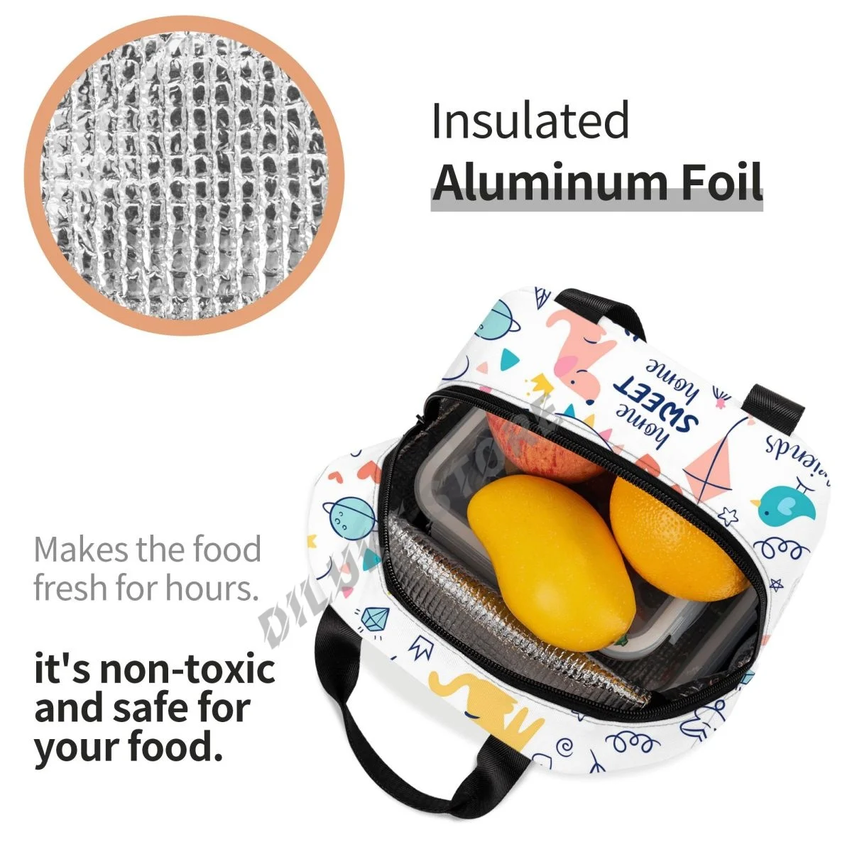 Cartoon Cat And Dog insulated Lunch Bags Print Food Case Cooler Warm Bento Box for Kids Lunch Box for School