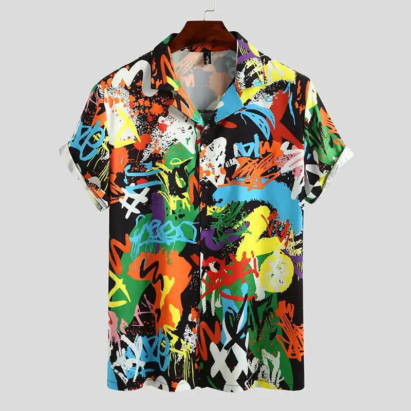 

2022 Fashion Mens Short Sleeve Hawaiian Shirt Fast Drying Summer Casual Floral Men Beach Shirts Turn Down Collar Blouses Tops