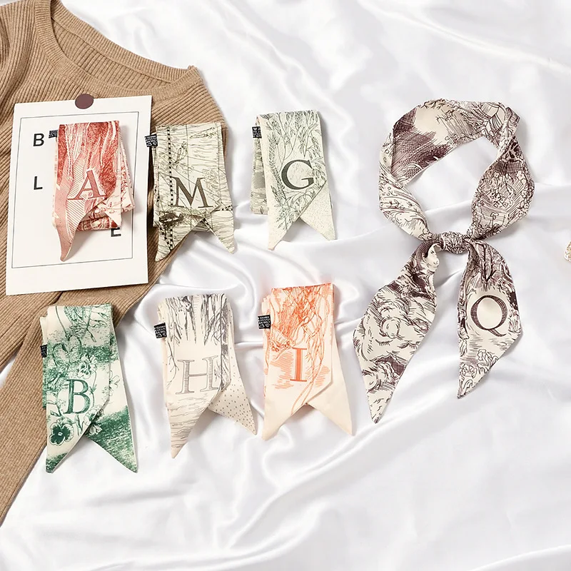 

Spring Summer Fashion Classic 26 Letter Small Square Scarf Women Wild Decorative Popular Scarf Trend Silk Scarf Accessories