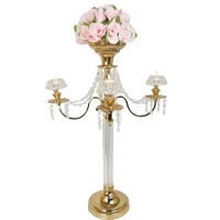 5 arms european wedding home decorative candlestick gold metal acrylic candle holder