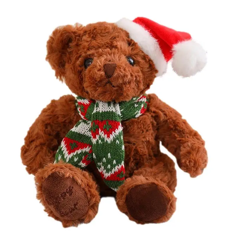 

Рождественская мягкая шапка медведь из полипропилена и хлопка, мягкая игрушка, плюшевый медведь, рождественский подарок для детей, пушистый медведь для спальни, детской комнаты, гостиной