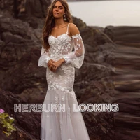 herburnl dress customized sweetheart spaghetti straps tulle wedding gown 2022 a line lace appliques robe de mari%c3%a9e vestido