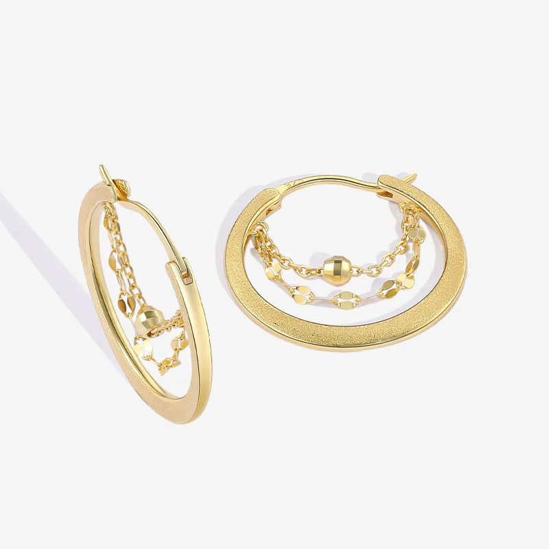 

Silvology Real 925 Sterling Silver Round Frosted Hoop Earring for Women Minimalist Matte Chain Tassel Earring Designer Jewelry
