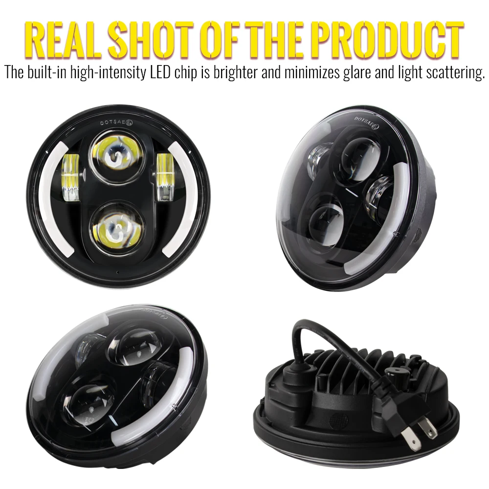 

For Sportster Dyna Iron 883 5.75 inch LED Headlight Projector Halo Ring Motorcycle 5 3/4" High Low Beam DRL Turn Signal