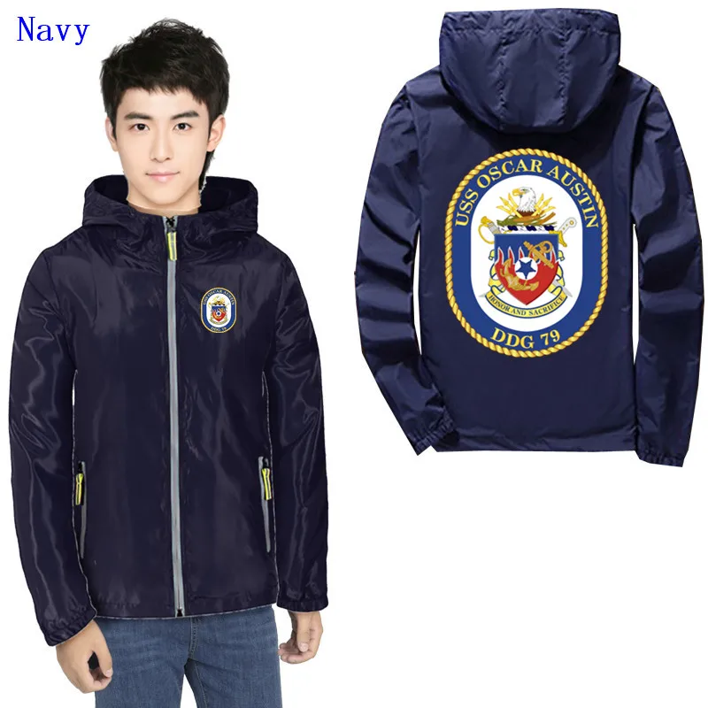 Navy USS Oscar Austin DDG 79 wo Txt Men coat lined coats Man windbreaker Men's harajuku streetwear Coat | Мать и ребенок