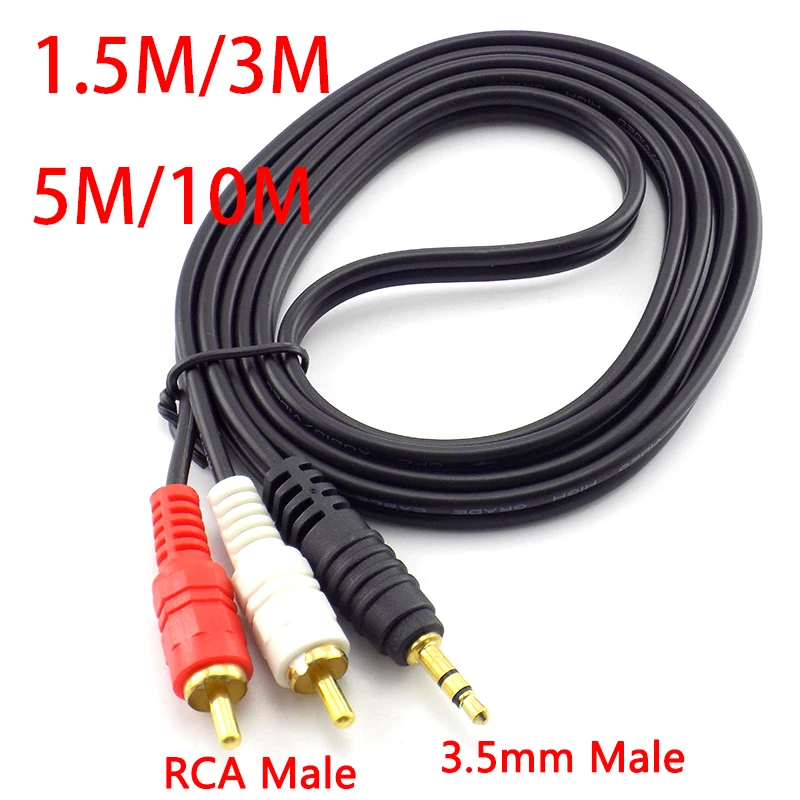 

3.5mm Male Jack to AV 2 RCA Male Cable For Mp3 Pod Phone TV AUX Sound computer PC Speakers Music Audio Cord