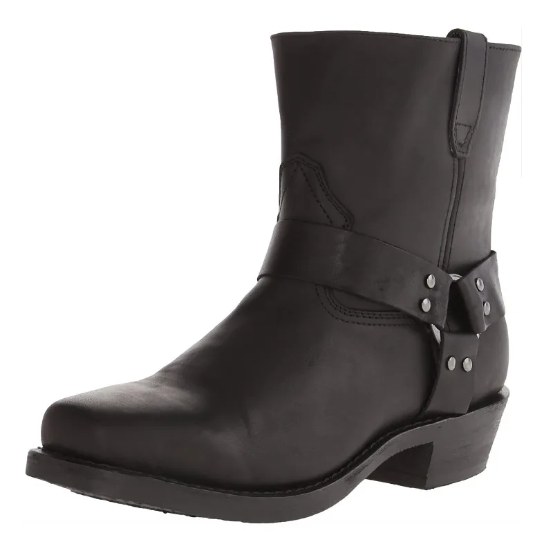 

Retro Cowboy Boots Men Mid Calf Western Boots Mixed gender Leather Boots Man Slip On Shoes Winter Knight Boots Booties Size 48
