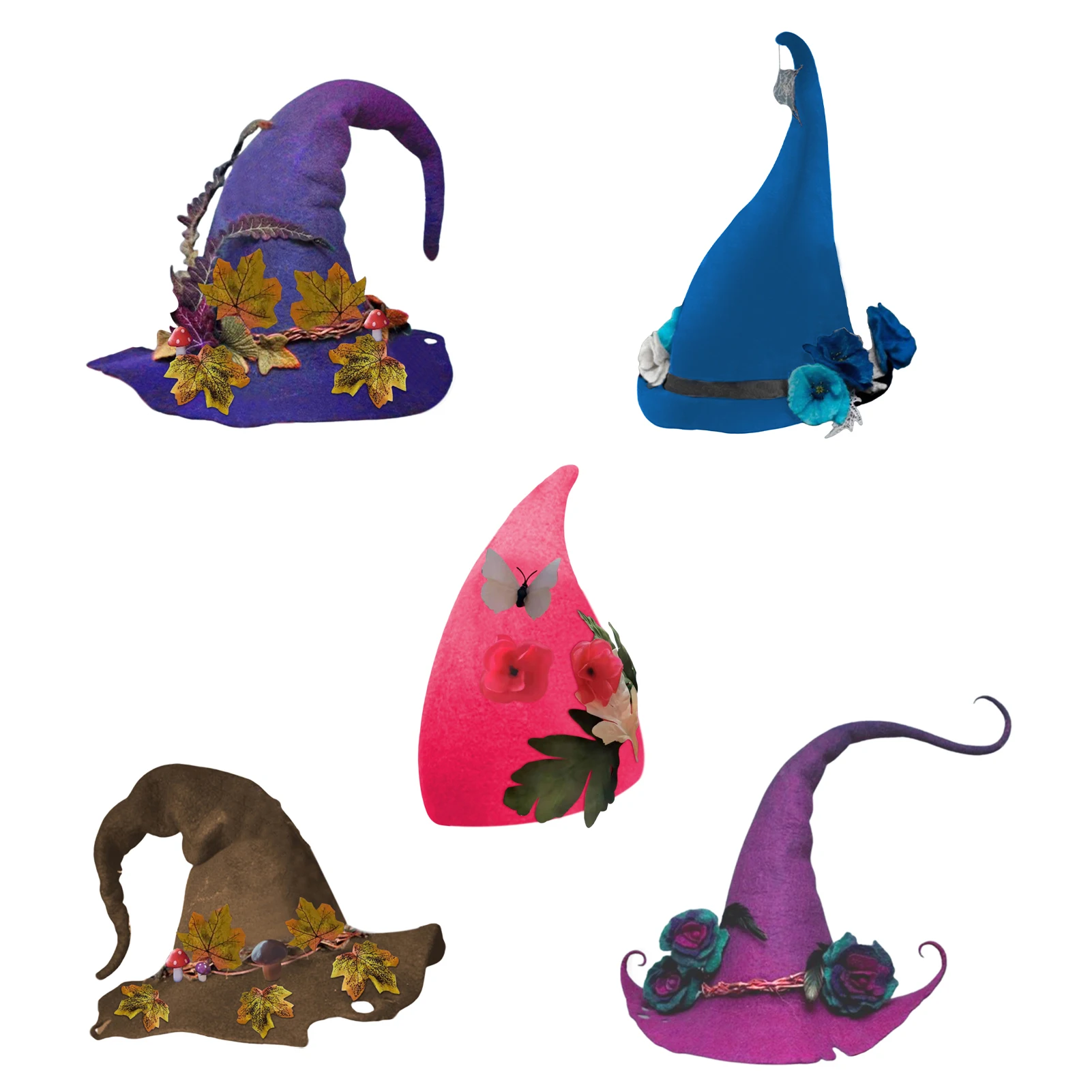 

Long Witch Hat Retro Magic Wizard Hat Witch Hat Halloween Party Felt Witch Hats Handmade Adjustable Horned Hat Magic Hat