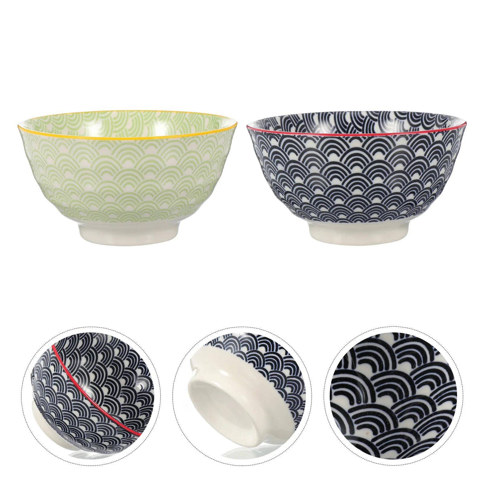 

2Pcs Kitchen Ceramic Soup Bowls Food Serving Bowls Rice Bowls (Assorted Color)