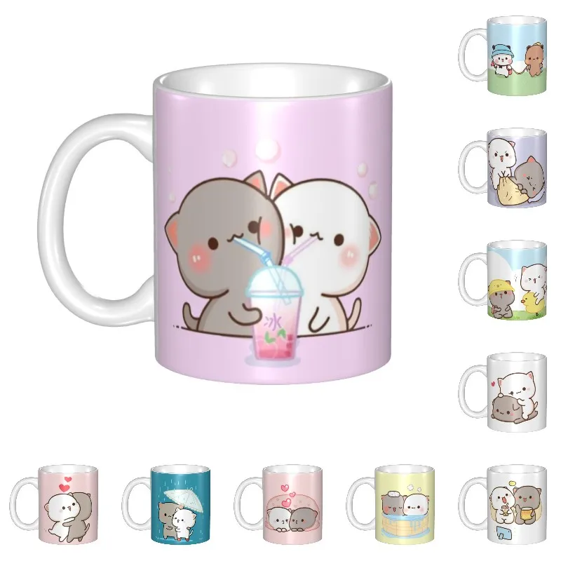 Персонализированные парные кофейные кружки Mochi Cat Peach And Goma стандартная чашка для