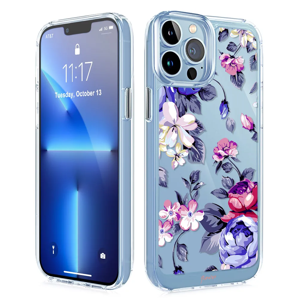 

Rose Flower Protection Shell for Iphone 11 Pro Max 13 12 Mini Cover for Iphone X XR XS Transparent PC+TPU Hard Fundas Case