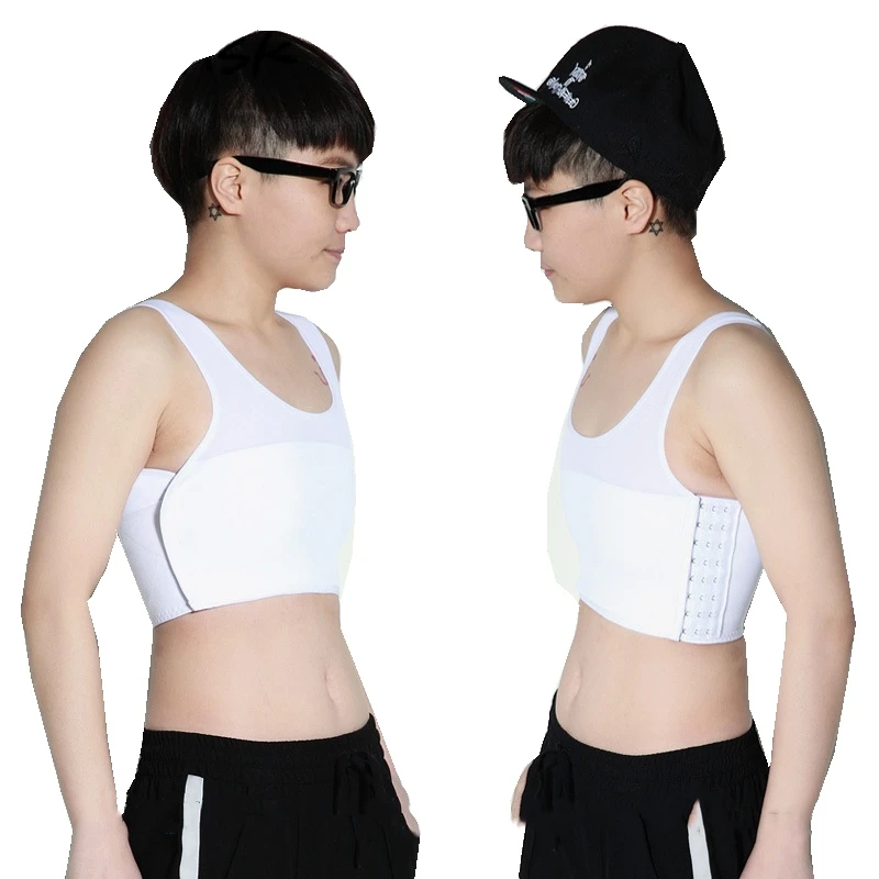 

HaleyChan 3 Rows of Hooks Breathable Chest Binder for Women's Tomboy Trans Lesbian Crossdresser Corset Top Magic Tape Crop Top