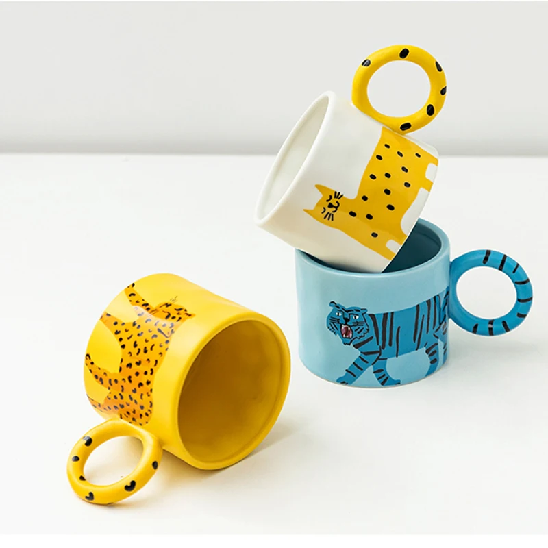 

Nordic Style Ceramic Milk Cup 420ml Cute Animal Cartoon Coffee Cup Round Water Cup Tableware Household Drinking Utensils